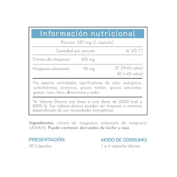 NATULIV - CITRATO DE MAGNESIO X 30CAPS