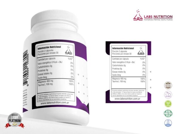 LABS NUTRITION - TAURATO DE MAGNESIO 500MG X 60CAPS