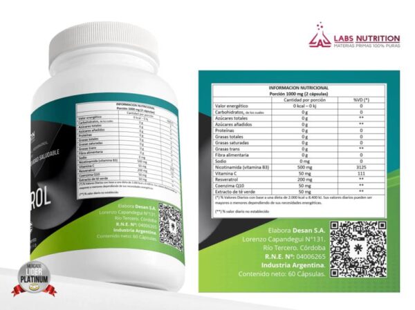 LABS NUTRITION - NAD + RESVERATROL X 60CAPS