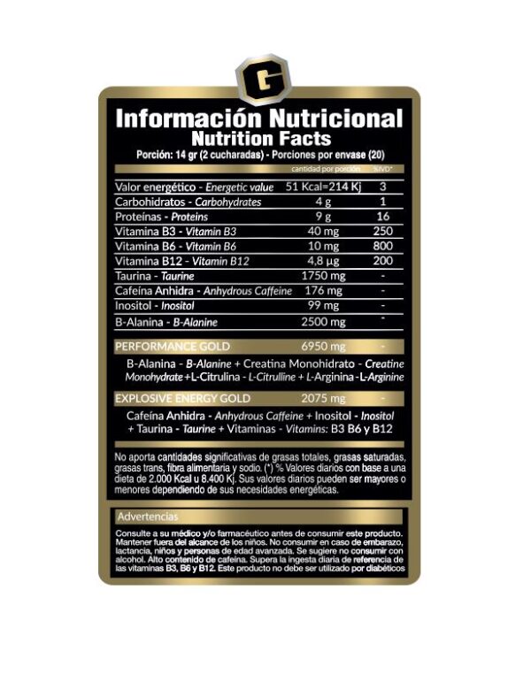 GOLD NUTRITION - PRE WORK GOLD