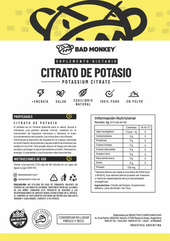 BAD MONKEY - CITRATO DE POTASIO X 150GR